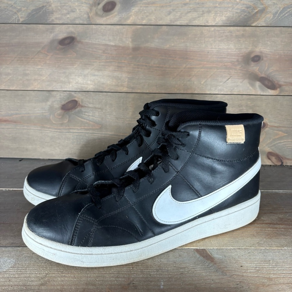 nike court royale 2 mens size 13 shoes black leather hightop comfort sneakers